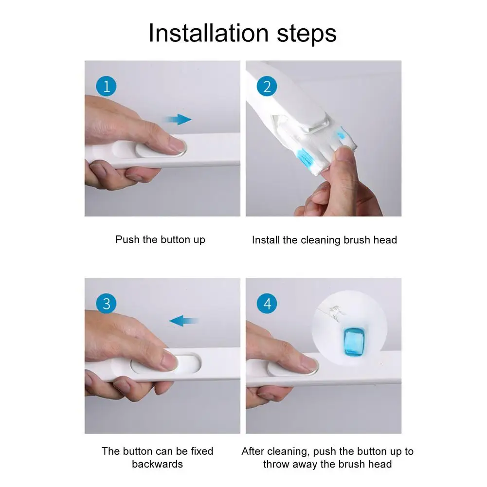 

Toilet Cleaning Brush Holder Set 6Pcs Replaceable Clean Brush Head With Disinfecting Detergent Bathroom Tool