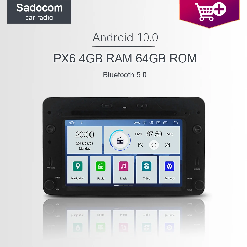 Автомобильный DVD плеер PX6 1 din Android 10 0 6 ядер 64 Гб ПЗУ 4 ОЗУ Авторадио Bluetooth для Alfa ROM eo