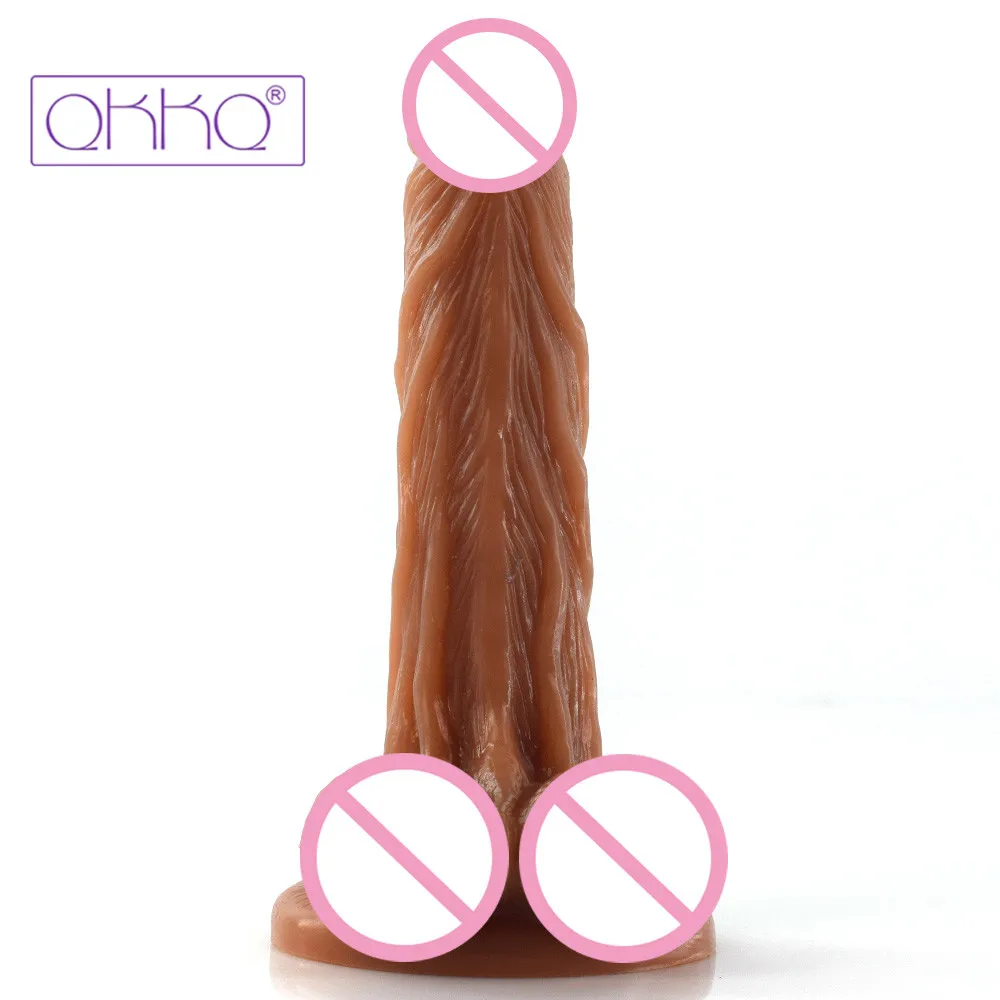 QKKQ Новый двухслойный жидкий силиконовый Фаллус дилдо с присоской для
