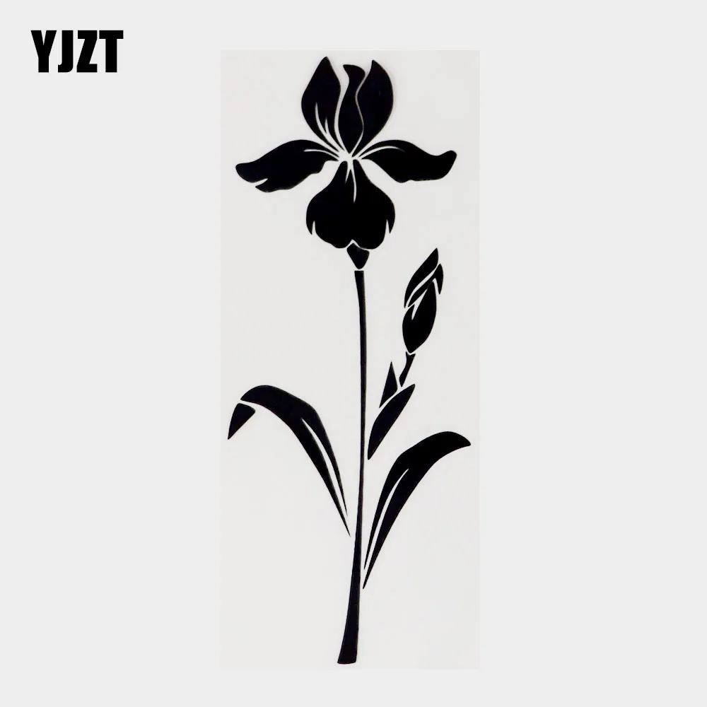 

YJZT 6,6 см × 16,5 см цветочное растение модная виниловая наклейка на окно автомобиля черная/серебряная наклейка 18B-0134
