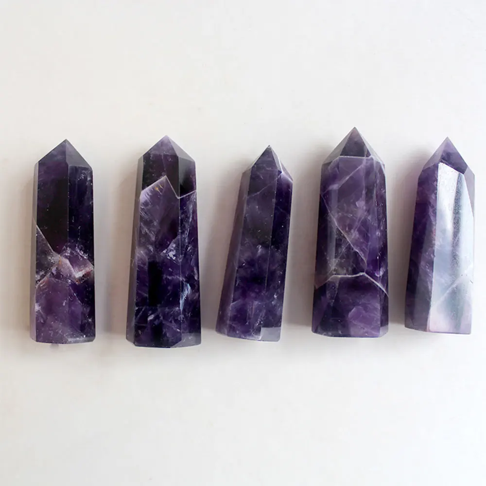 

1pc Dream Amethyst Natural Point Crystal Reiki Healing Stone Mineral Ornament for Meditation Family Home Decorations Energy Gem