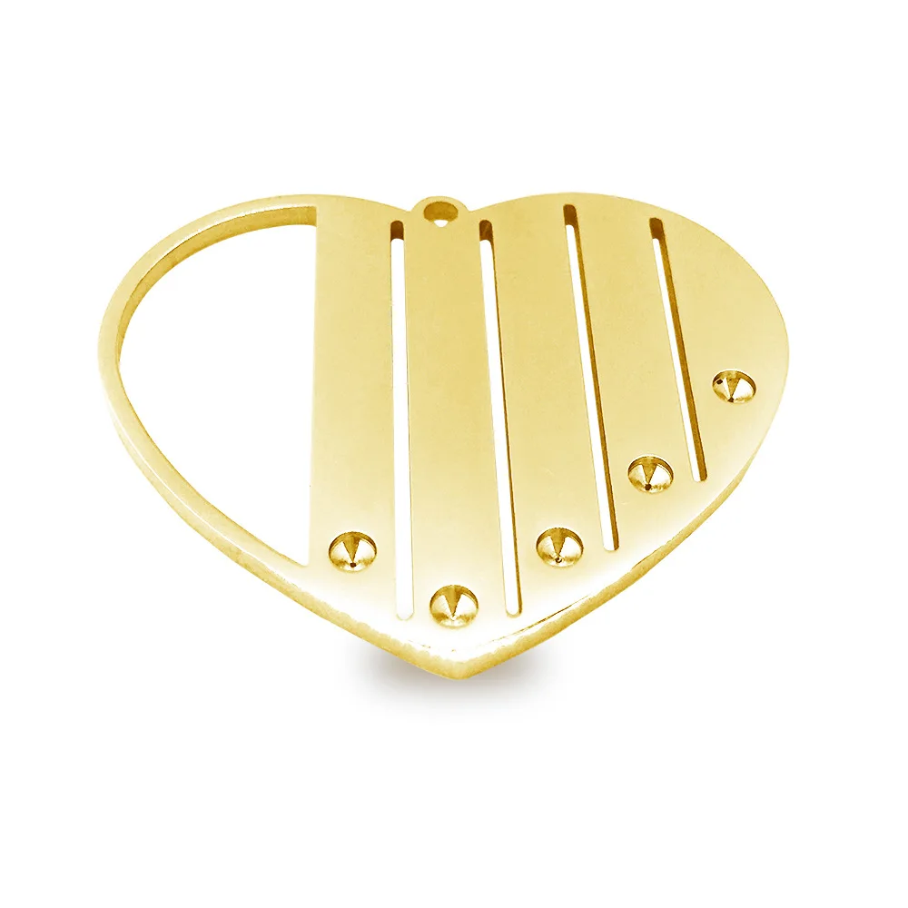 

30pcs 2021 new DIY Mirror stainless steel drill 4-5 holes peach heart hollow accessories smooth lettering pendant jewelry making