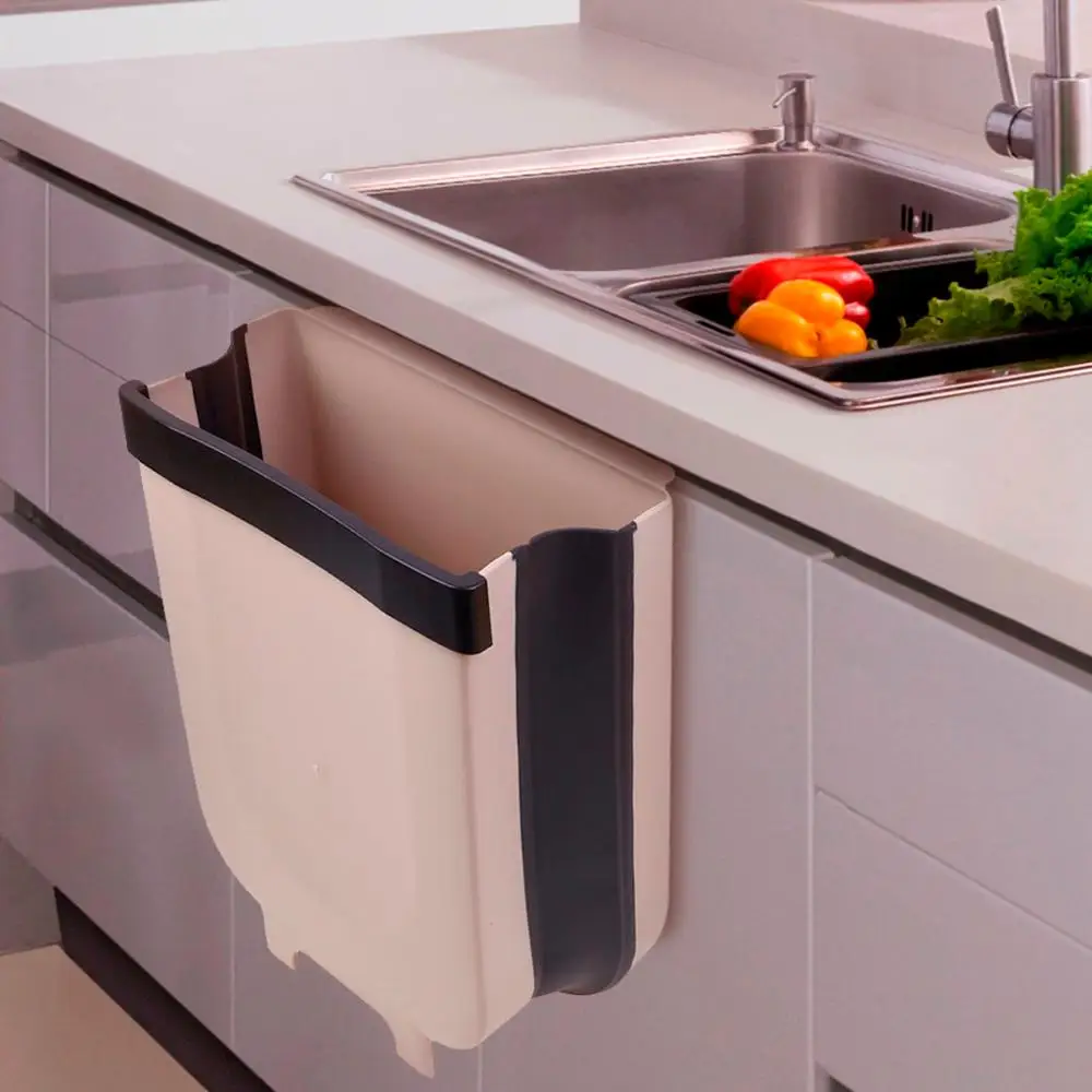 1PC Folding Waste Bin Kitchen Cabinet Door Hanging Trash Can Wall Mounted Trashcan for Bathroom Toilet | Дом и сад