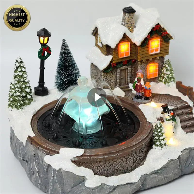 

New Christmas Fountain House Luminous Snow View House Happy New Year Christmas Gifts Xmas Holiday Party Home Ornaments Decor