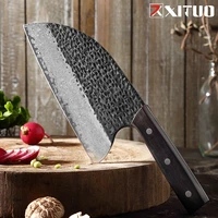 xituo chef knives nakiri knife damascus steel bone cutter vegetable meat cleaver butcher knifes forged kitchen cooking tools top