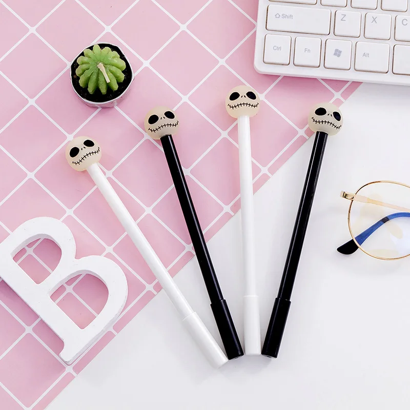 36 шт./лот светящаяся гелевая ручка с черепом 0 5 мм Черная для студентов кавайные