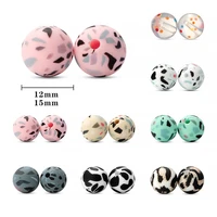1215mm 10pclot leopard silicone beads baby teething beads pacifier chain accessories safe food grade nursing chewing bpa free