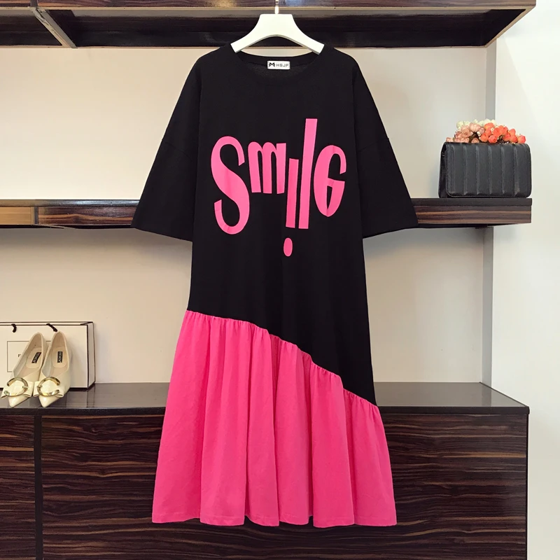 

Женское летнее платье оверсайз с круглым вырезом, коротким рукавом и оборками