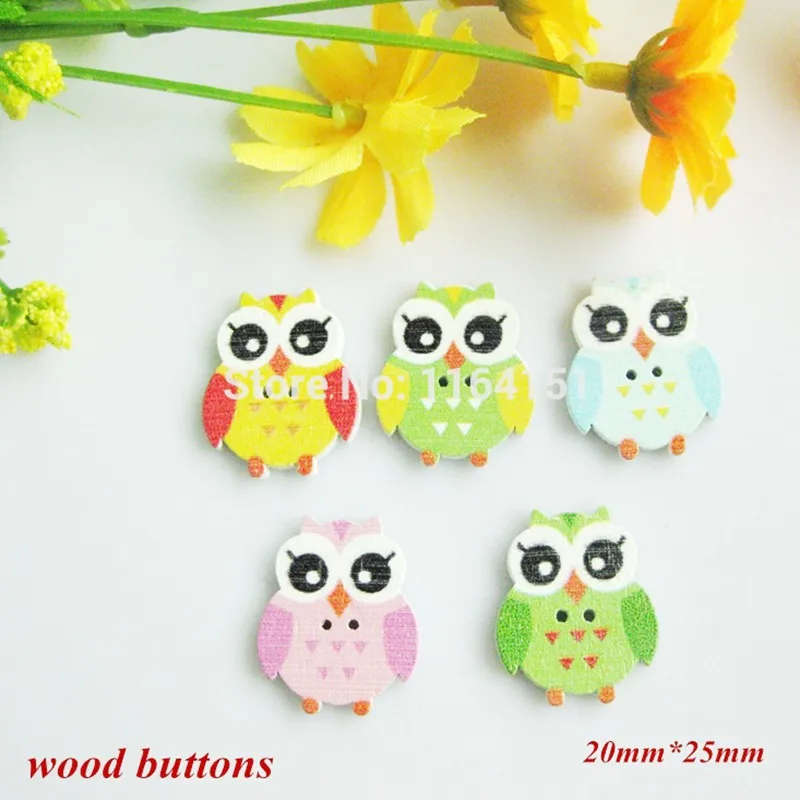 50 шт./Лот деревянные пуговицы с рисунком совы 20 х25 мм | Дом и сад