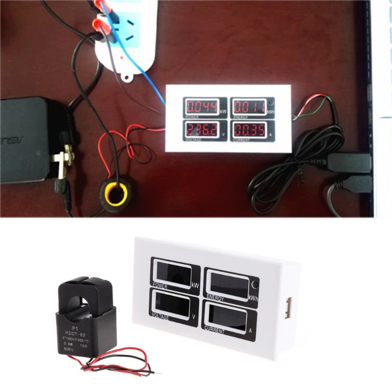 

4in1 Digital Ammeter Voltmeter Watt Power Energy Meter AC 80-260V 100A PZEM-004