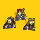 Новинка броши в стиле покера Король Королева рыцарь J Q K эмалированная булавка для сумки одежды булавка для лацкана значок ювелирное изделие подарок для друзей