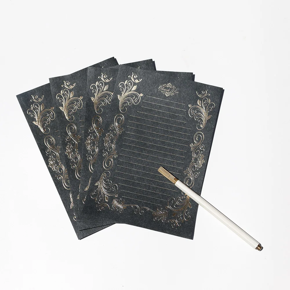

Coloffice 4PCs/Pack Retro Hot Stamping Envelope Paper Stationery Beautiful Romantic Pattern Creative Love Letter Stationery