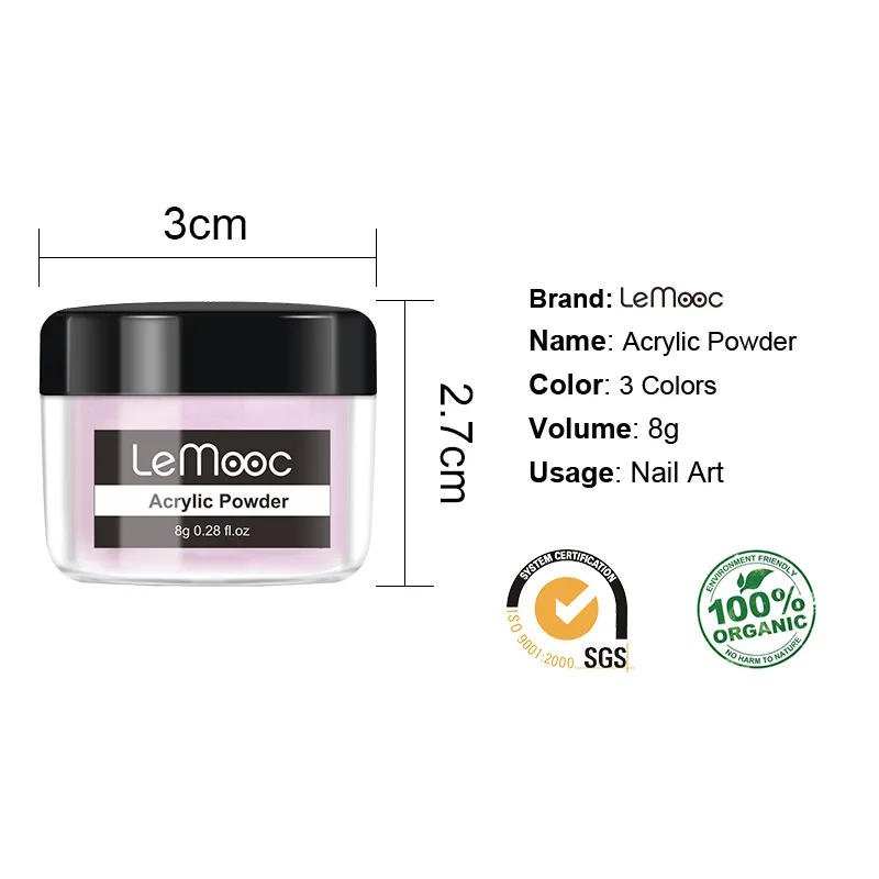 LEMOOC окунивающий пигментный порошок 8 г градиент для ногтей французский цвет