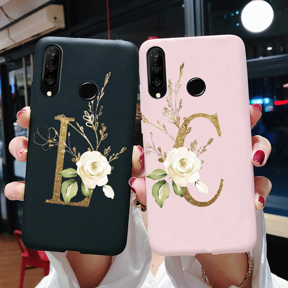 6 15 &quotдля Huawei Honor 20 Lite чехол черная матовая искусственная кожа с милыми буквами