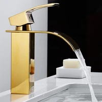 basin faucet brass gold and black faucet waterfall bathroom mixer chrome bathroom basin tap deck mounted wash sink faucet tap