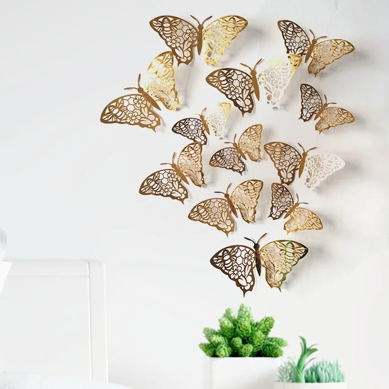 

3D Butterfly Wall Stickers Cardboard Butterfly Wall Sticker Hollowed Out Butterfly Decals for Home Decoration