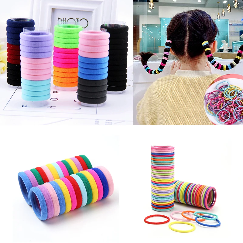 

150-1000PCS Simple Candy-colored Elastic Headband Nylon Hair Ring Girl Ponytail Rubber Band Head Rope Hair Styling Accessories
