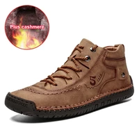 men boots fashion winter sneakers leather thick plush warm man waterproof ankle boots winter casual snow boots shoes big size 48