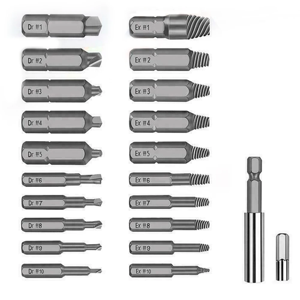 

Набор для извлечения поврежденных винтов, универсальное устройство из быстрорежущей стали для извлечения сломанных винтов, 22 шт.
