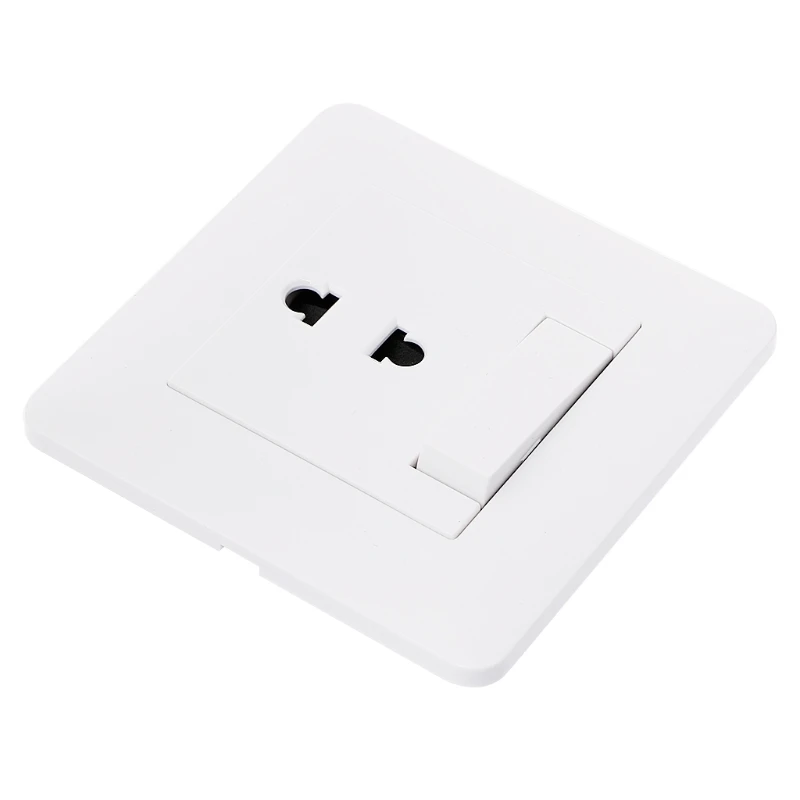 Wall Outlet 2 Hole Universal Power Socket With 1 Gang Way Light Switch Porcelain White Panel | Обустройство дома