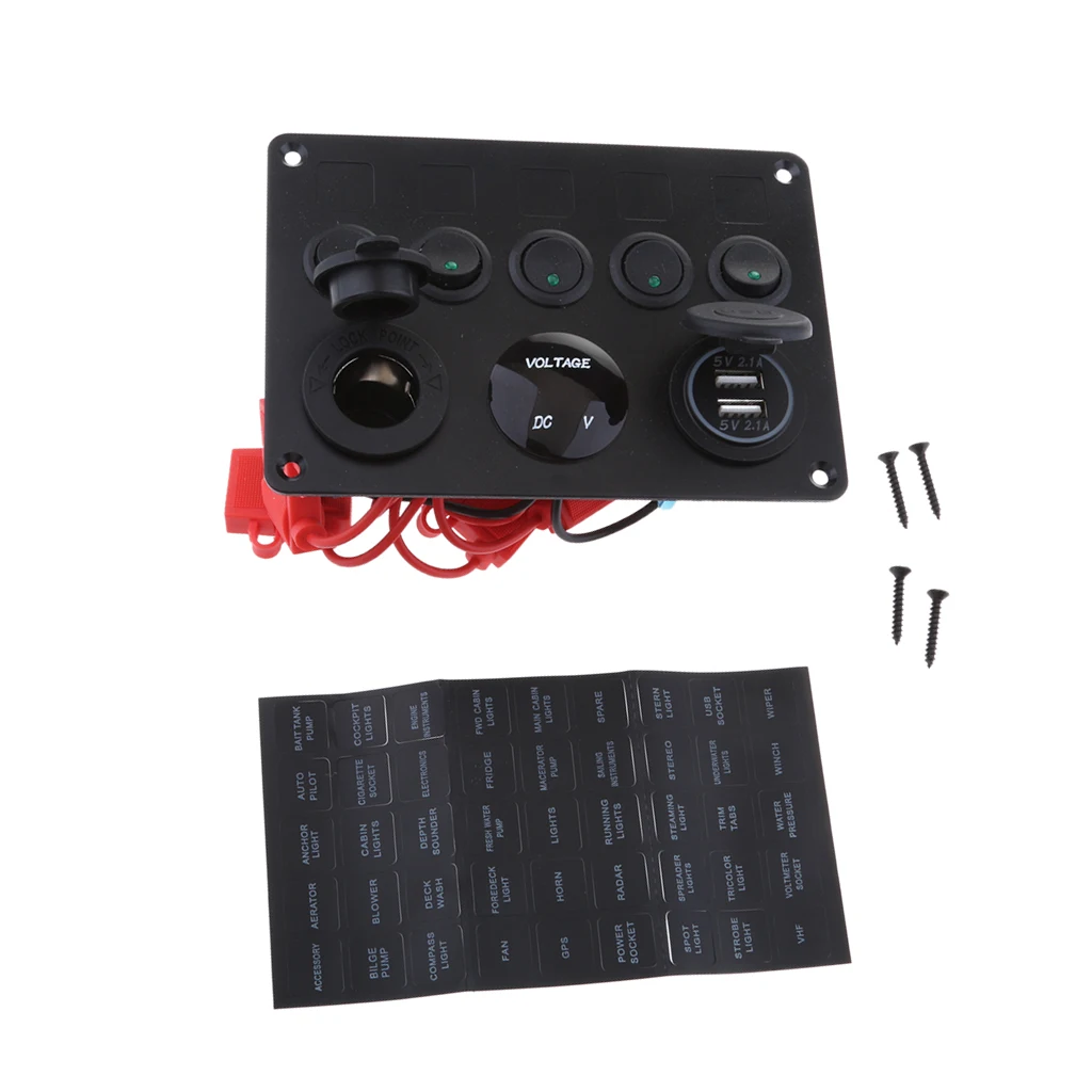 5 банд ВКЛ ВЫКЛ тумблер Многофункциональный зеленый светодиод двойной USB порт