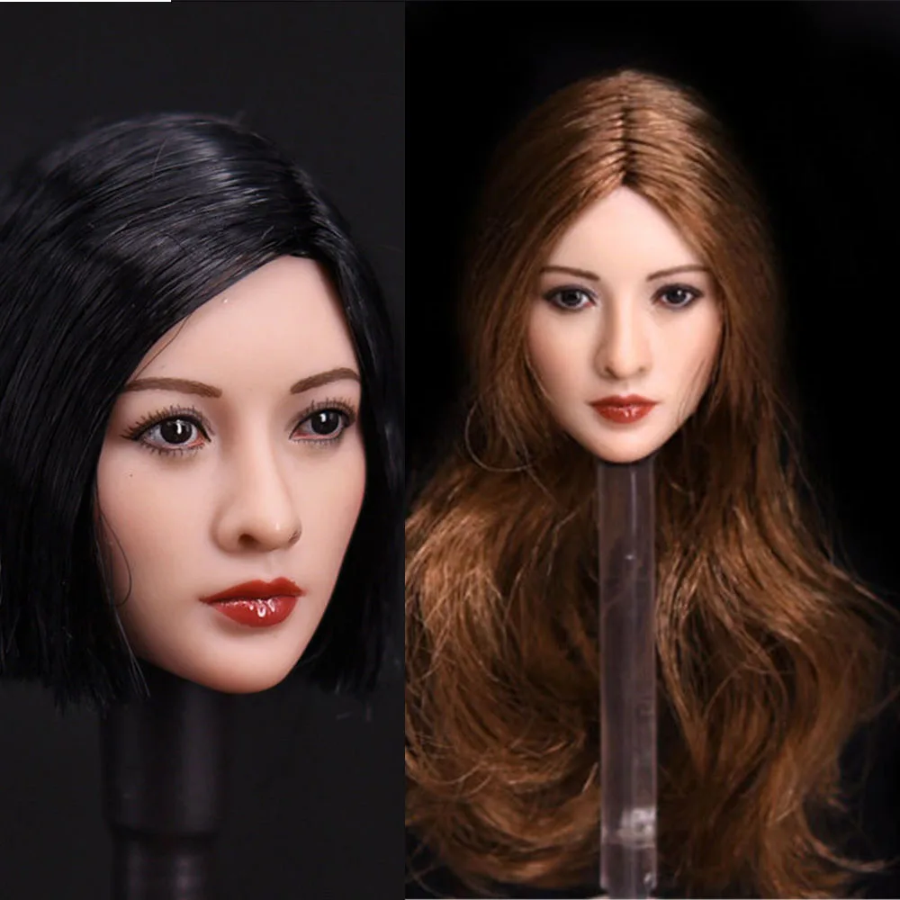 

In stock 1/6 scale Asian Female Head Sculpt with long / Short Black Hair for 12 "Female Action Figure