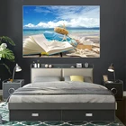 Пляжный Пейзаж, холст, живопись, ракушки, плакаты и принты, настенные картины, Современная Скандинавская гостиная, домашний Декор, живопись