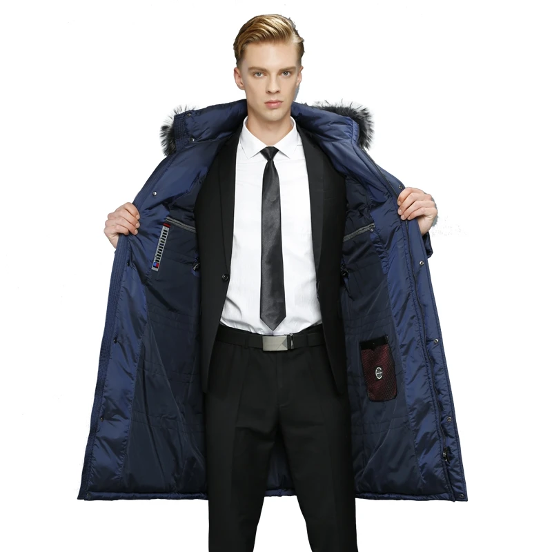 

Winter Down Men's Jacket Long 90% White Goose Down Jacket Men Clothes 2020 Raccoon Fur Collar Down Coats JH2539 KJ3098