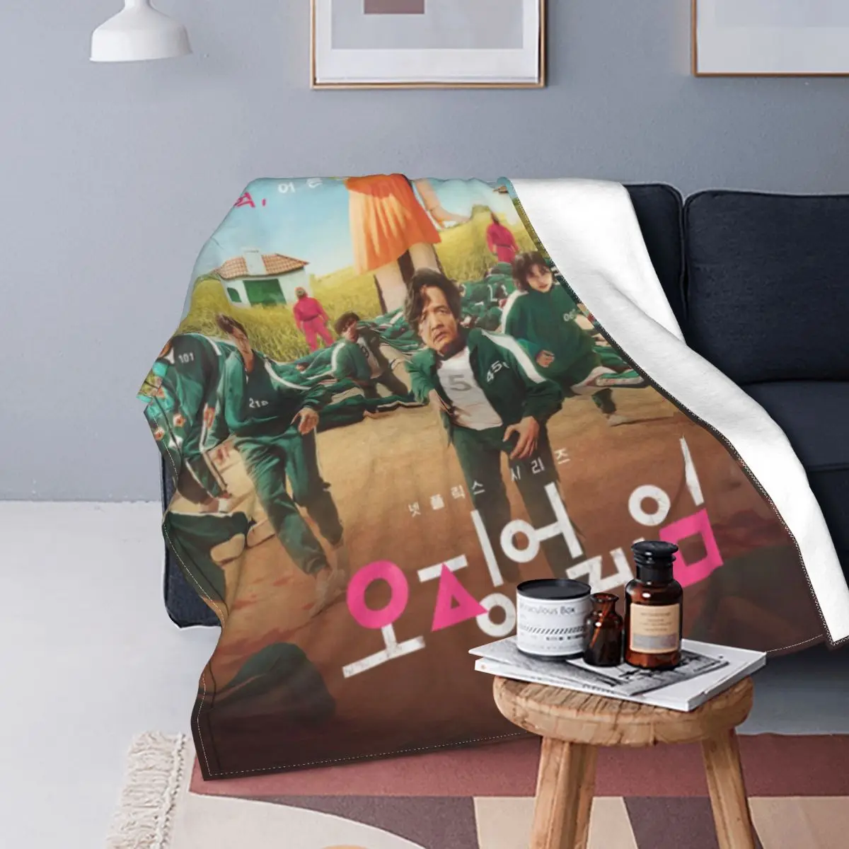 

Бархатное одеяло из игры «кальмар» для детей, мягкое покрывало для кроватей, кушетки, спальни, соревнований в Корейском стиле