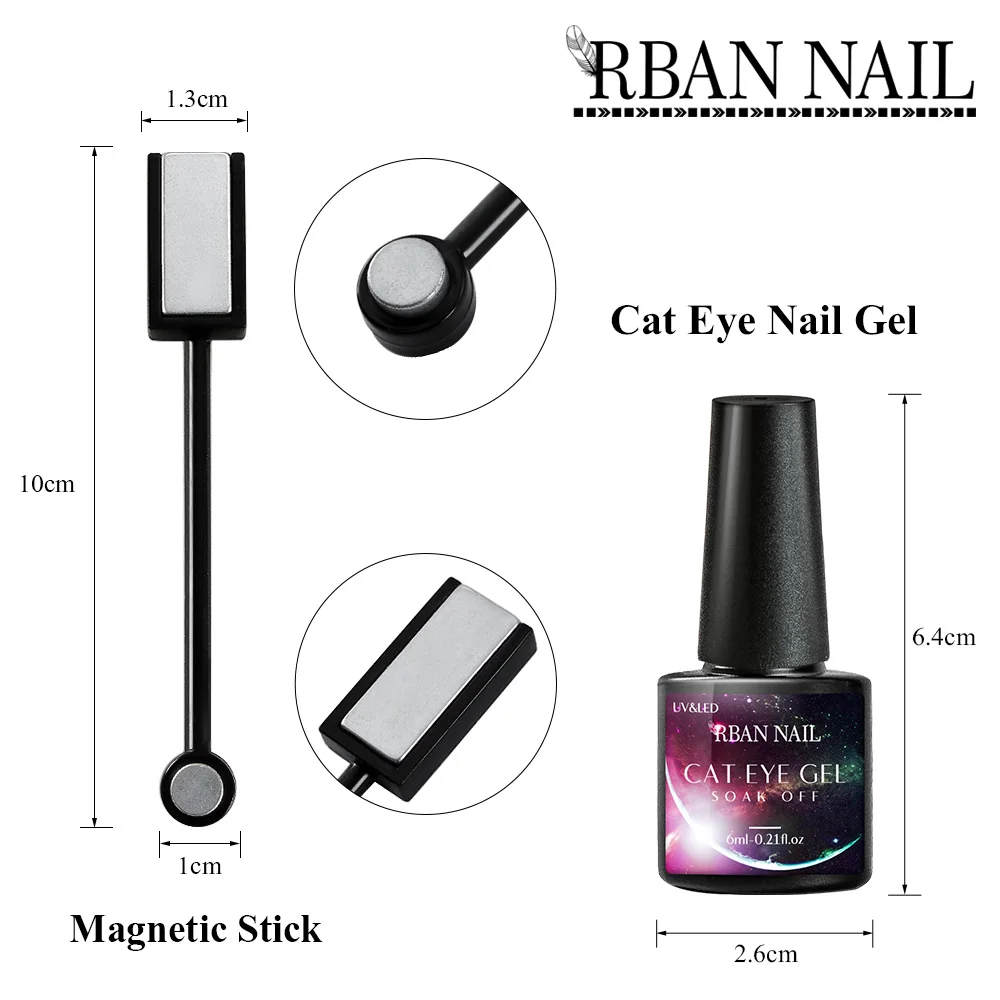 

RBAN NAIL 6ml Magnet Cat Eye Gel Nail Polish Soak off UV Gel Nail Polish DIY Manicure Magnetic Stick Needed