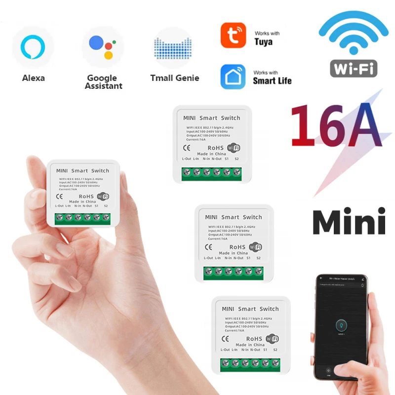 

Умный выключатель Tuya с поддержкой Wi-Fi, 16 А, 10 А