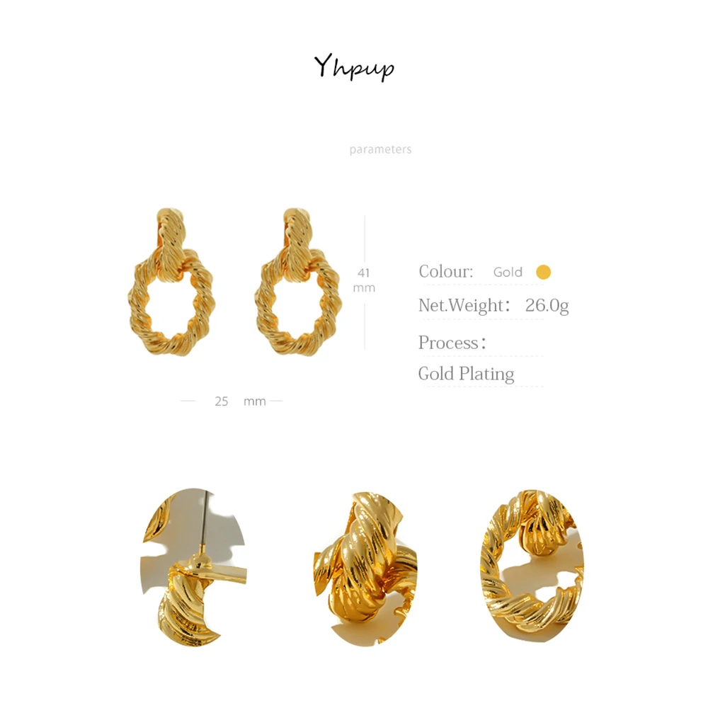 Женские серьги подвески Yhpup круглые из золотого цинкового сплава с