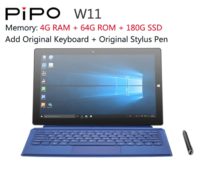 4G 64G 180G SSD 11,6 дюймов ips 1920*1080 Pipo W11 2 в 1 планшетный ПК Win10 cecon N4100 Четырехъядерный 4 Гб ram 64 Гб rom 180 ГБ SSD HDMI BT 4,2 Две камеры - Комплект: 4G 64G 180G SSD