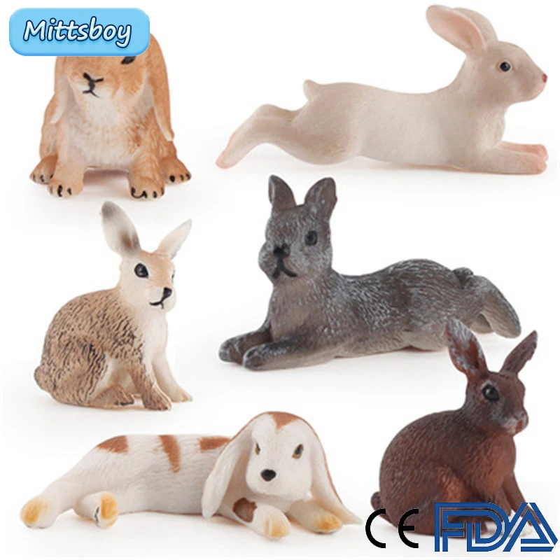 

Популярная миниатюрная имитация диких животных, Фигурка кролика, обучающая игрушка для детей, игрушка для родителей и детей, коллекционная ...