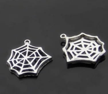 

Charm for making jewelry 5pcs 23x27mm antique silver color Spider web charms