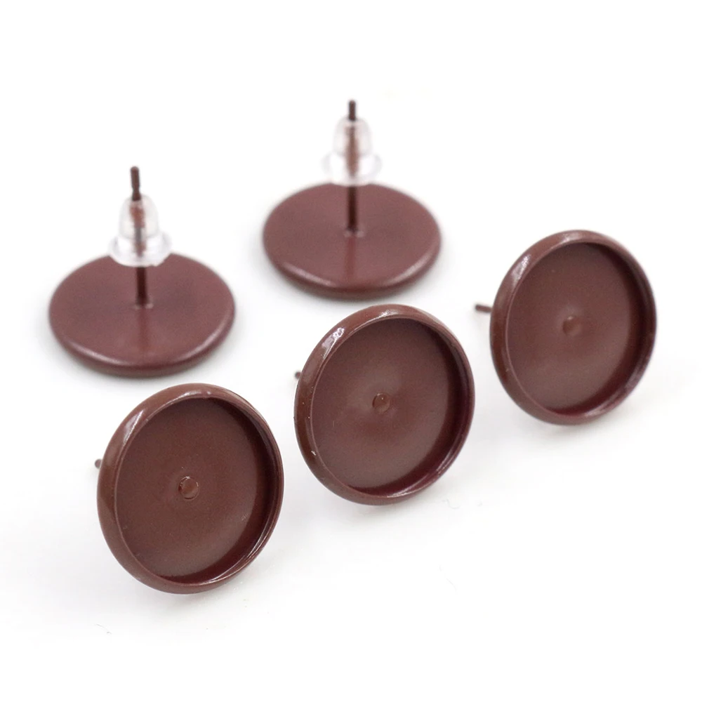 (Новый цвет) 12 мм 20 шт./лот 10 цветов покрытые серьги шпильки пустые/основание