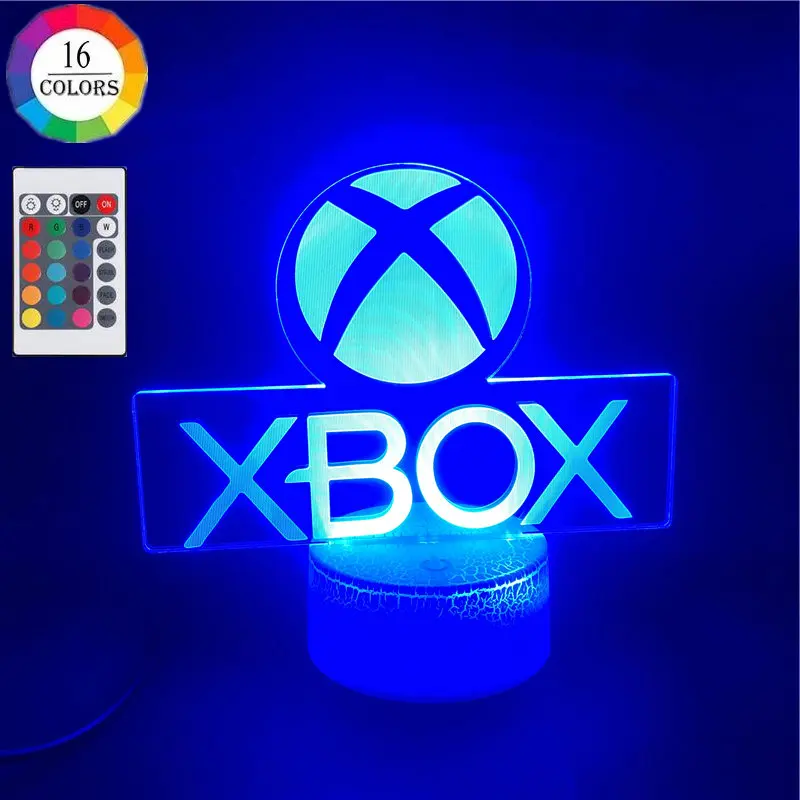 Xbox משחק סמל 3D אשליה מנורת משחקי חדר להתקנת שולחן עבודה LED חיישן אורות 16 צבע שינוי מחשב תאורה אחורית חדר קישוט