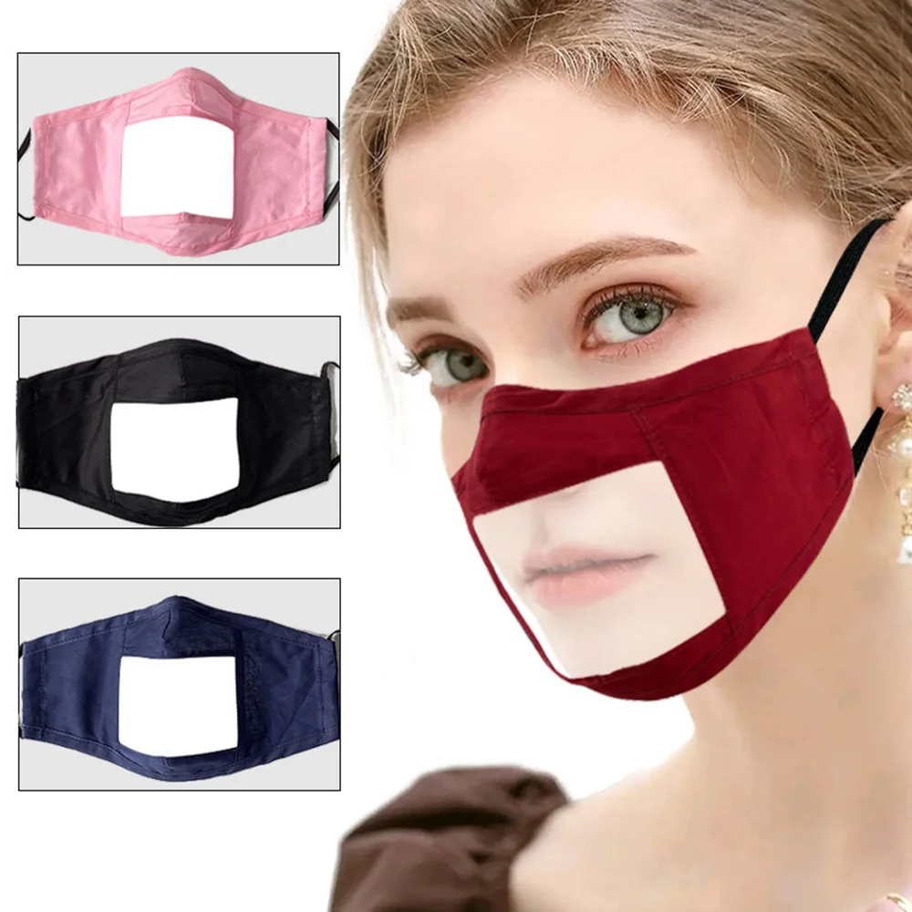

New Lip Language Masks Deaf-Mute See-through Fashion Adult Men Women Unisex Anti-Fog Dustproof Mouth Face-Mask with Clear Window