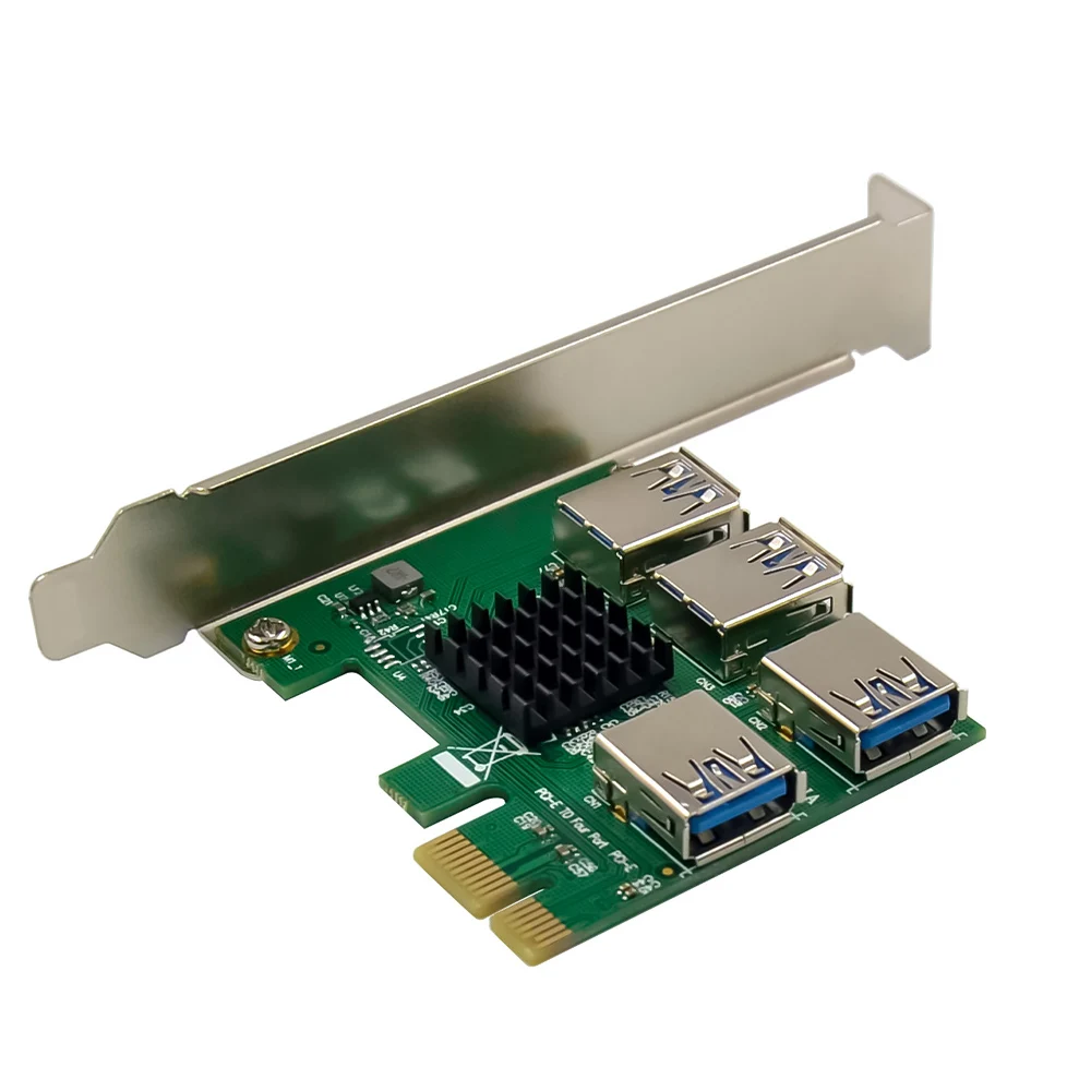 

Адаптер PCI-E-PCI-E, Райзер с 1 поворотом 4, PCIE X1 4, USB 3,0 до 4, PCI-E, конвертер PCIe для майнинга BTC