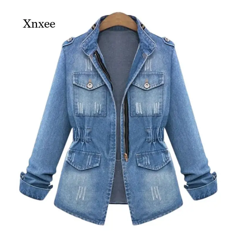 

Women Denim Jackets High Quality 2021 Autumn Fashion Long Sleeve Jeans Coat Casual Denim Outwear Tops Slim Clothing Streetwear