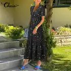Платье Celmia женское средней длины с коротким рукавом, Элегантный французский сарафан с цветочным принтом, повседневная одежда с круглым вырезом, лето 2021