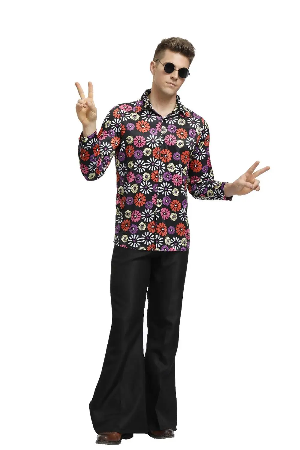 Ретро Хиппи с цветочным рисунком для пар 60s 70s косплей Любовь и мир Хэллоуин