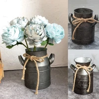 vintage wrought iron flower pot home retro flower vase planting display stand succulent decor bucket home decoration