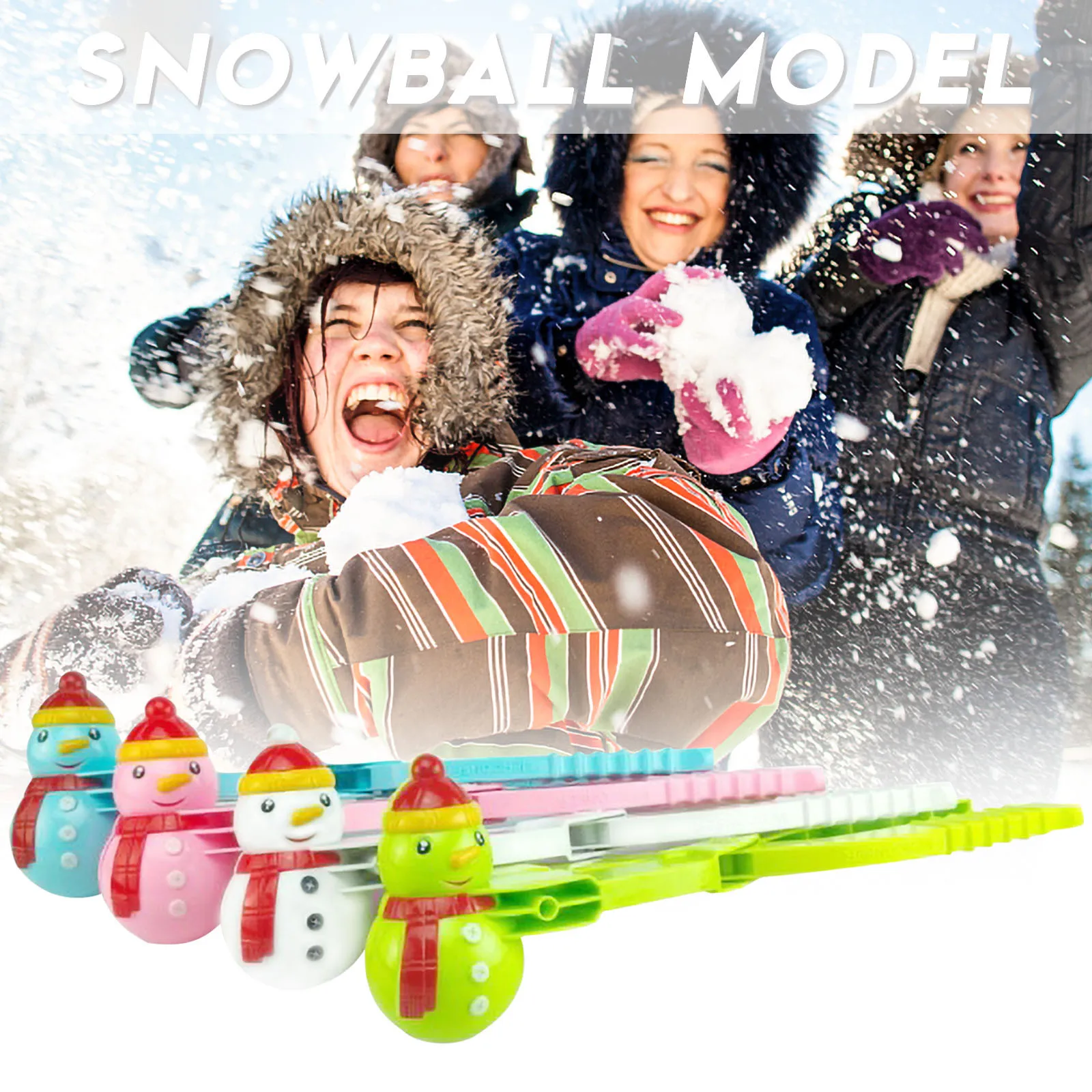 

Winter Children Kids Outdoor Mold Toys Playing Snowball Snowman Shaped Thicken Clip Snowball Fight Plastic Snowman Models Maker