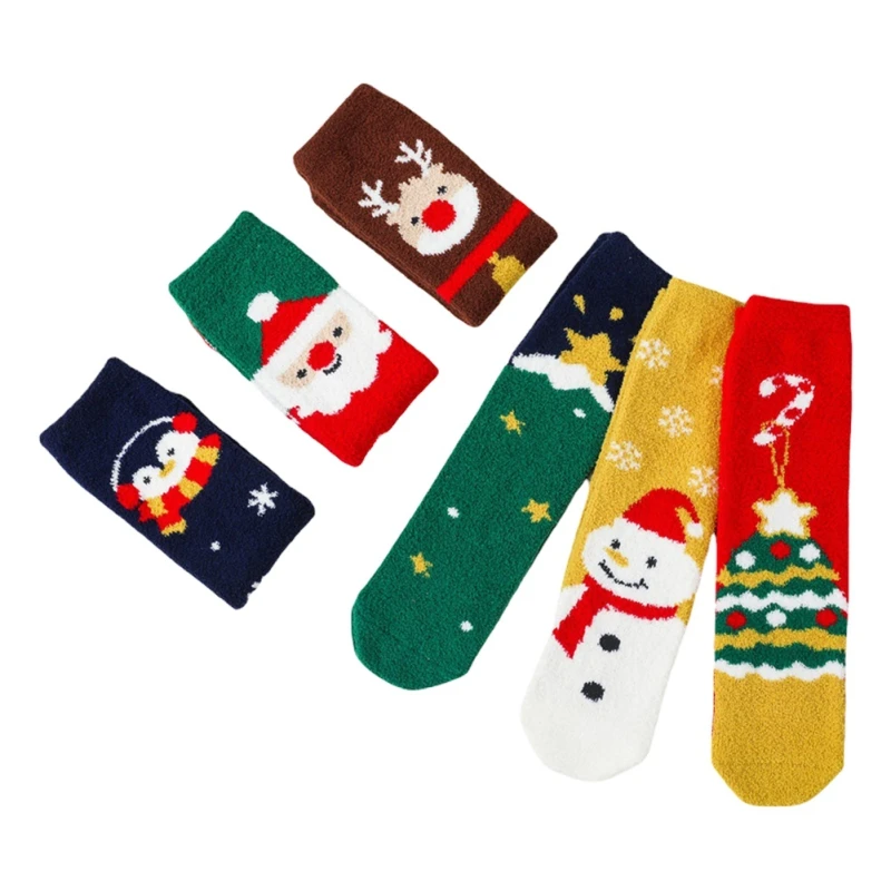 

Toddler Boys Girl Xmas Socks Coral Fleece Socks Santa Claus Elk Pattern Colorful Funny Thicken Plush Soft Warm Sock