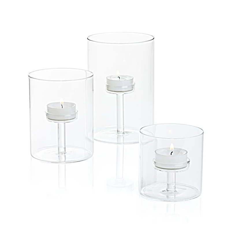 Современный Стеклянный подсвечник в виде чашки Хрустальный для свадебного ужина