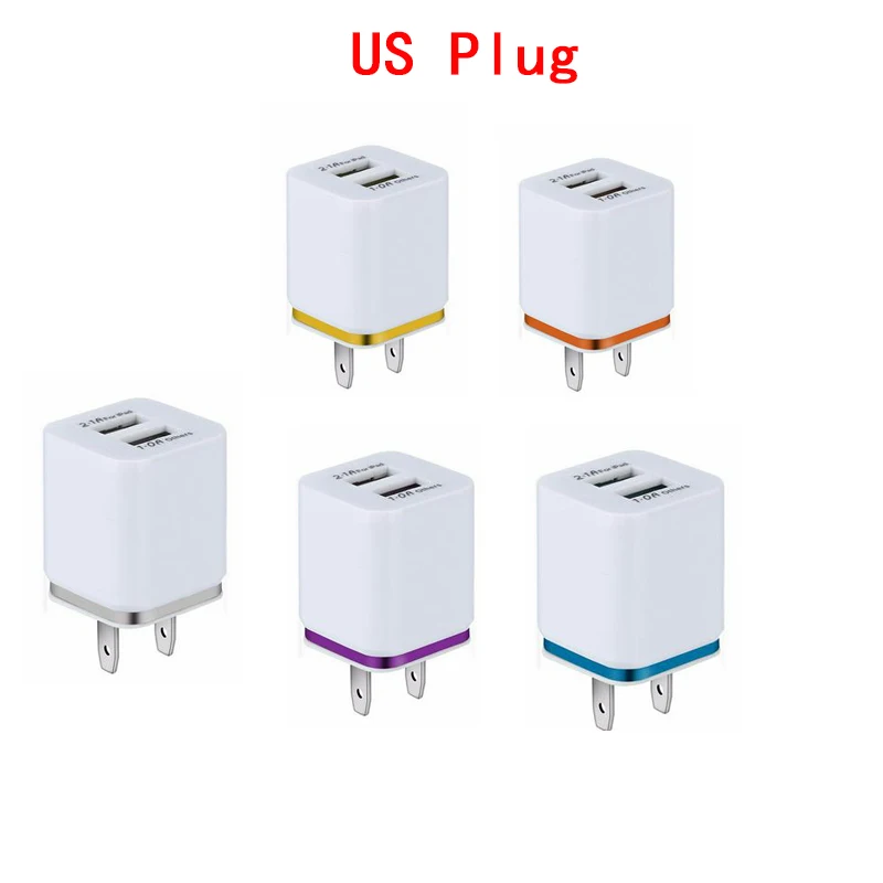 US Plug 2USB зарядное устройство 2.1A мобильный телефон планшет путешествия компактный портативный быстрая зарядка Зарядка голова США ЕС штекер водонепроницаемый светодиодный зарядное устройство - Тип штекера: US Plug