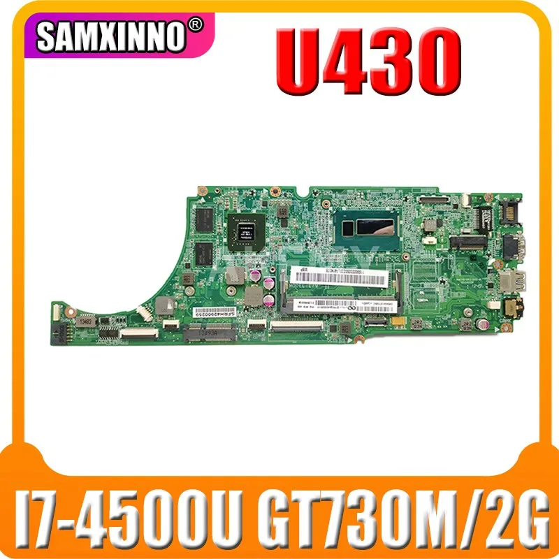 

SAMXINNO Genuine FRU:90003350 For Lenovo Ideapad U430 U430P Laptop Motherboard DA0LZ9MB8F0 LZ9 I7-4500U GT730M/2G Fully Tested
