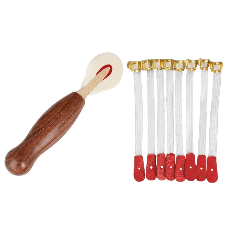 

50 Pcs Piano Bridle Straps Standard Style & 1X Piano Tuning Key Assist Jarring Hammer With Felt Head