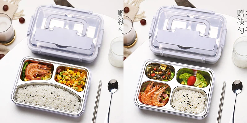 Ланч-бокс 304 из нержавеющей стали для детей и взрослых Bento Boxs герметичный японский контейнер для продуктов портативное хранение для пикника 1.2L